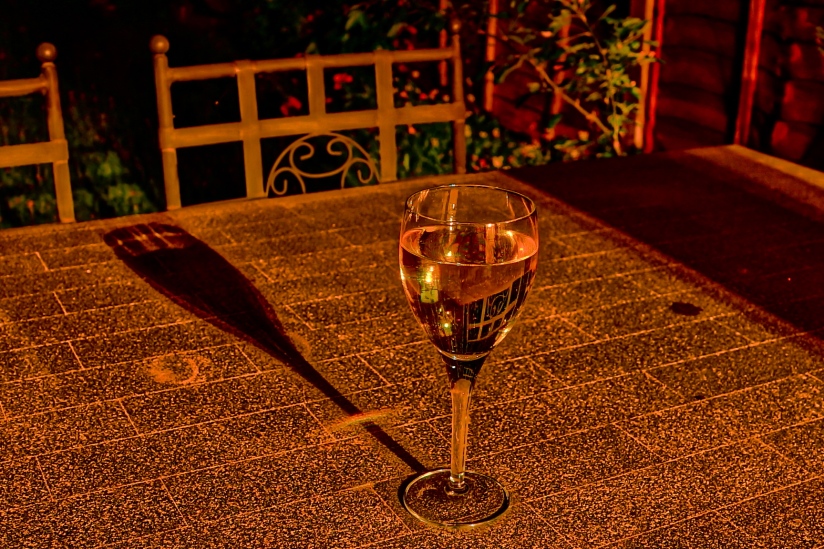 Enjoying a nice chilled white wine on my patio. . . it was a nice warm great British summer's evening. . . 