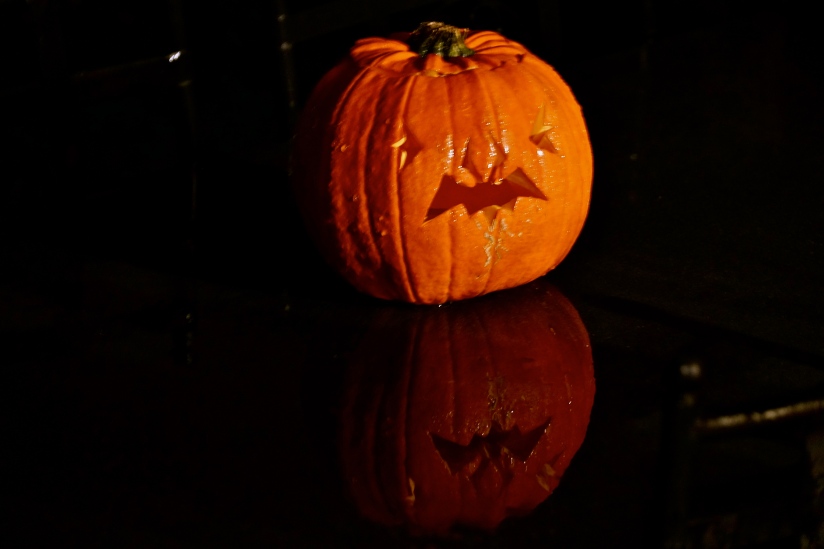 My Hallowe'en Jack O'Lantern got caught in the rain, however, well preserved due to the cool weather. . . 