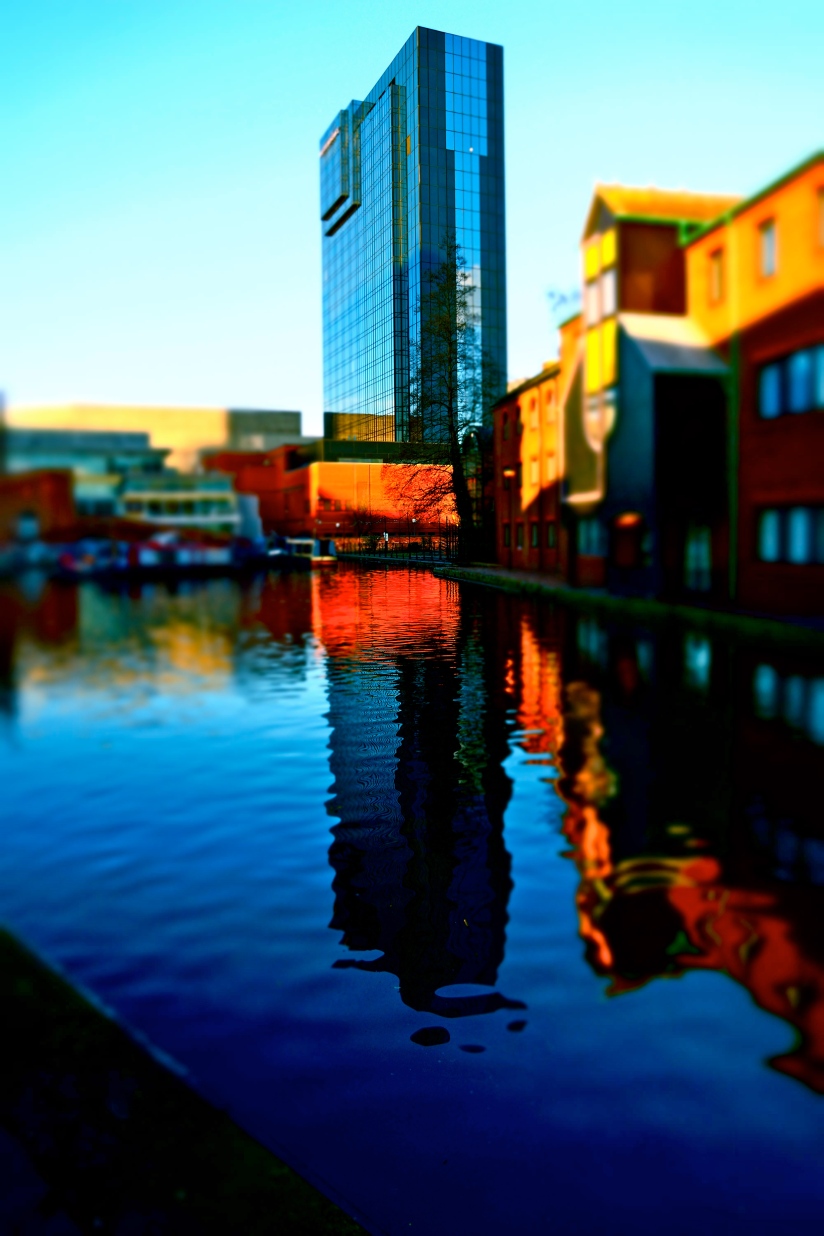 Walking the canals in Brindley Place, Birmingham, UK